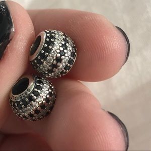 2 Black Nautical Pave Lights Charms